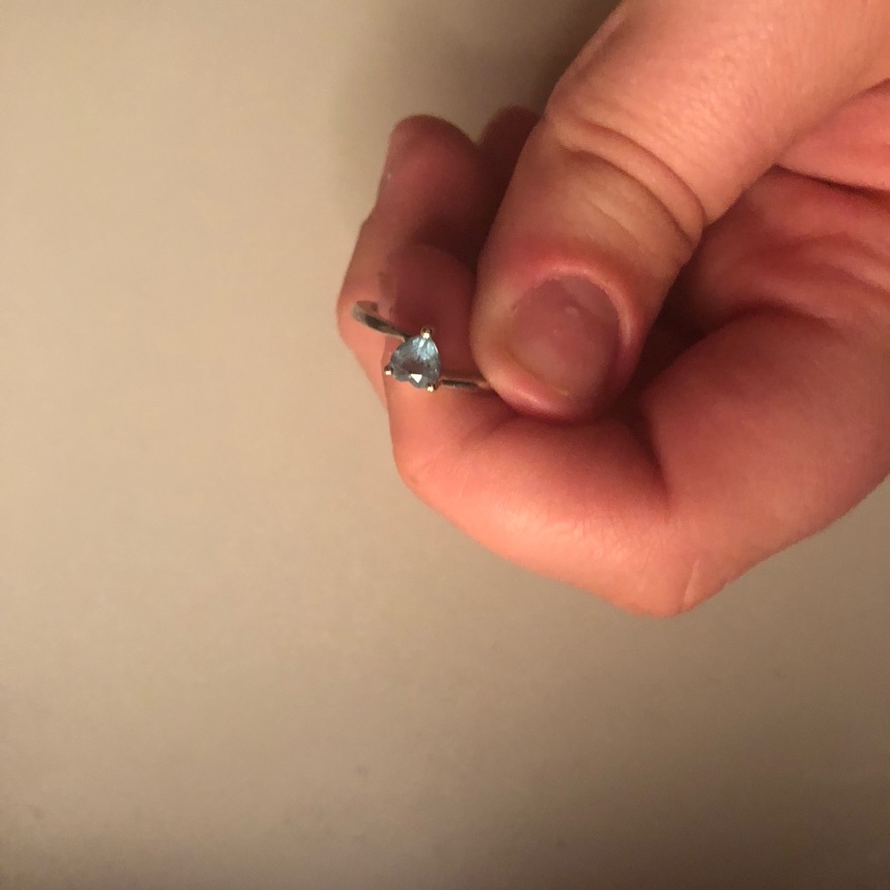 size four light blue heart ring
